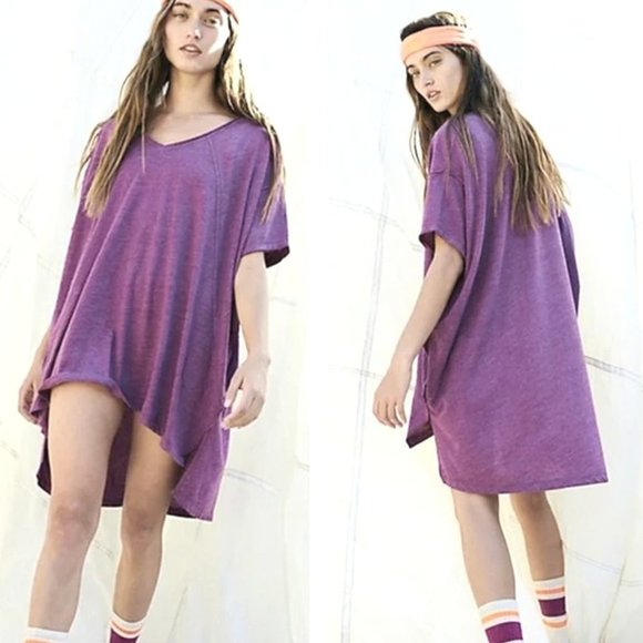 Free People Tops - Free People Movement Oversized City Vibes Tee in Purple Oversized Distressed